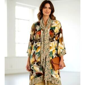 CAROLE LITTLE Vintage 80s Abstract Kimono Artsy Boho Cardigan Tunic Size 14